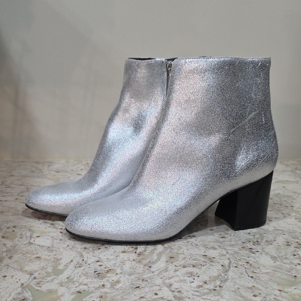 Silver Metal Short Boots